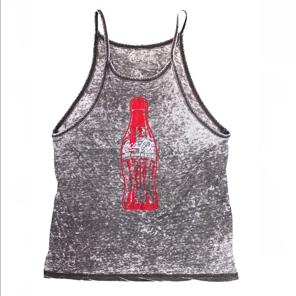 Women's Coca-Cola Bottle Gray Graphic Spaghetti Strap Tank Top Shirt Size Small